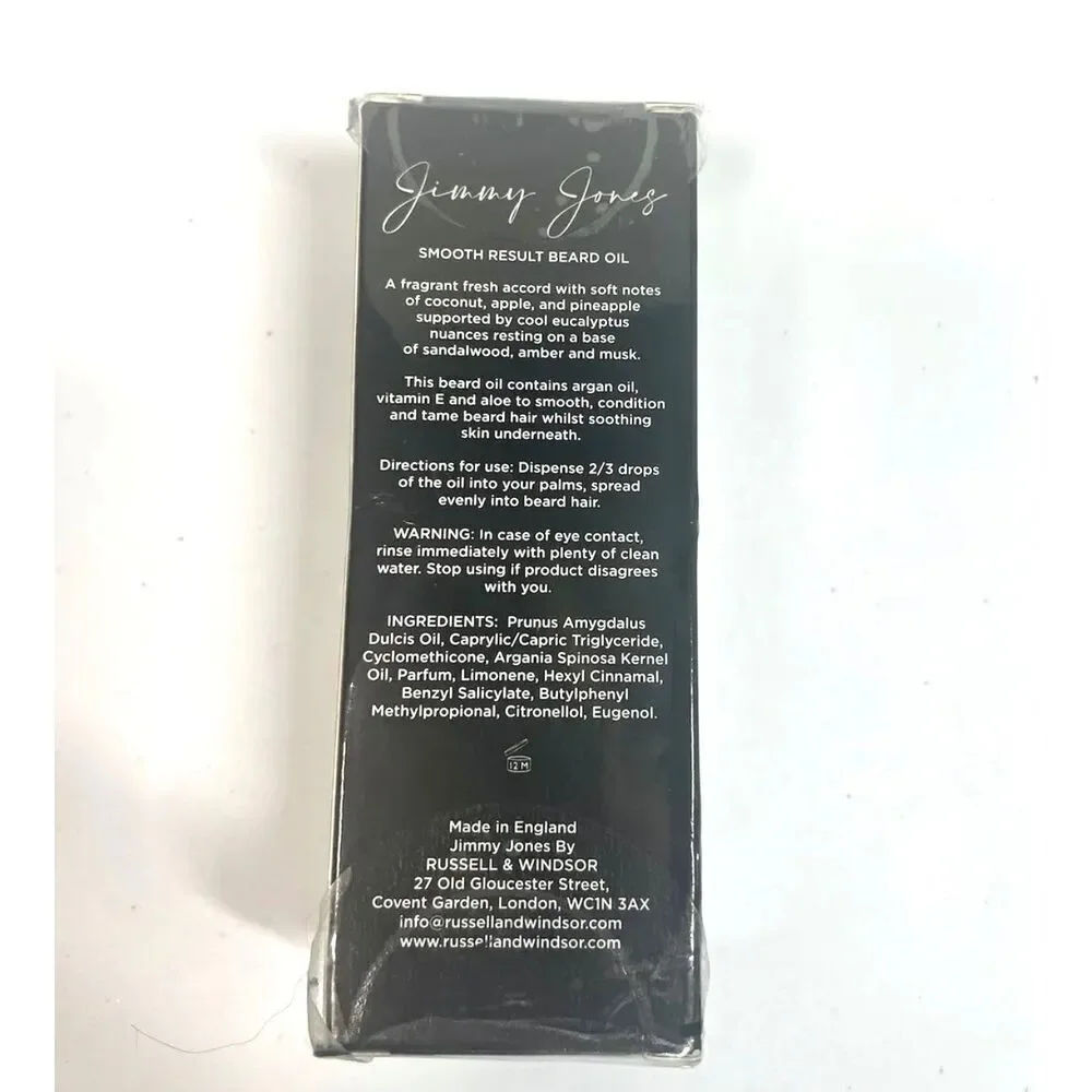 Jimmy Jones ~ Smooth Result Beard Oil ~ Argan, Aloe & Vitamin E ~ 1.7 fl oz NIB